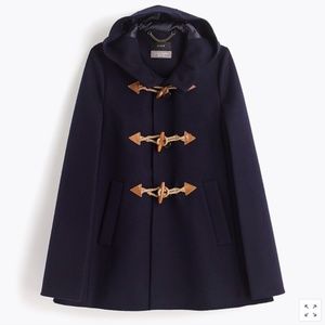 J.Crew Navy Wool Cape With Hood and Toggle Closure